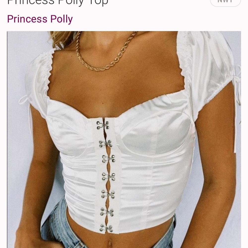 Princess Polly Satin White Bustier Top